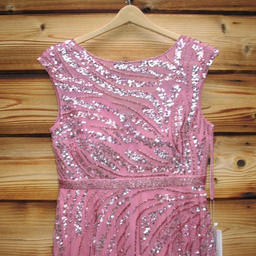 NWT Mac Duggal 5445 Pink Cap Sleeve Embellished Evening Gown - Picture 7 of 12